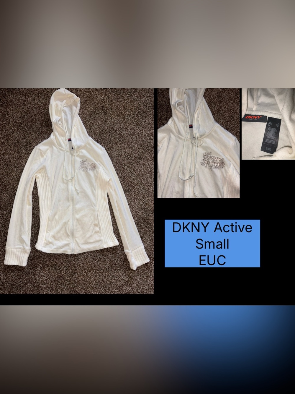 DKNY Active women’s zip up hoodie size small